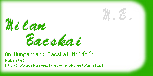 milan bacskai business card